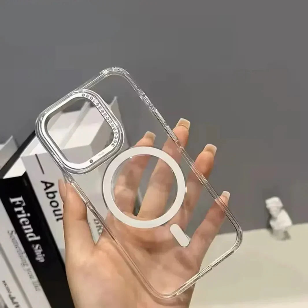 Diamond Lens Crystal Clear Magsafe Hard Case for iPhone 16 iPhone 16 Clear Diamond Lens Crystal Clear Magsafe Hard Case for iPhone 16 iPhone 16 Clear